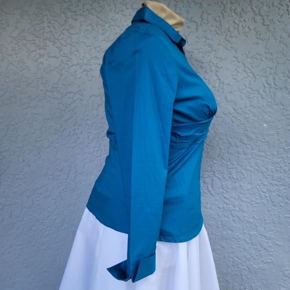 Cotton stretch NWT Y2K XL Blue shirt Winter Holiday Christmas - Picture 3 of 11